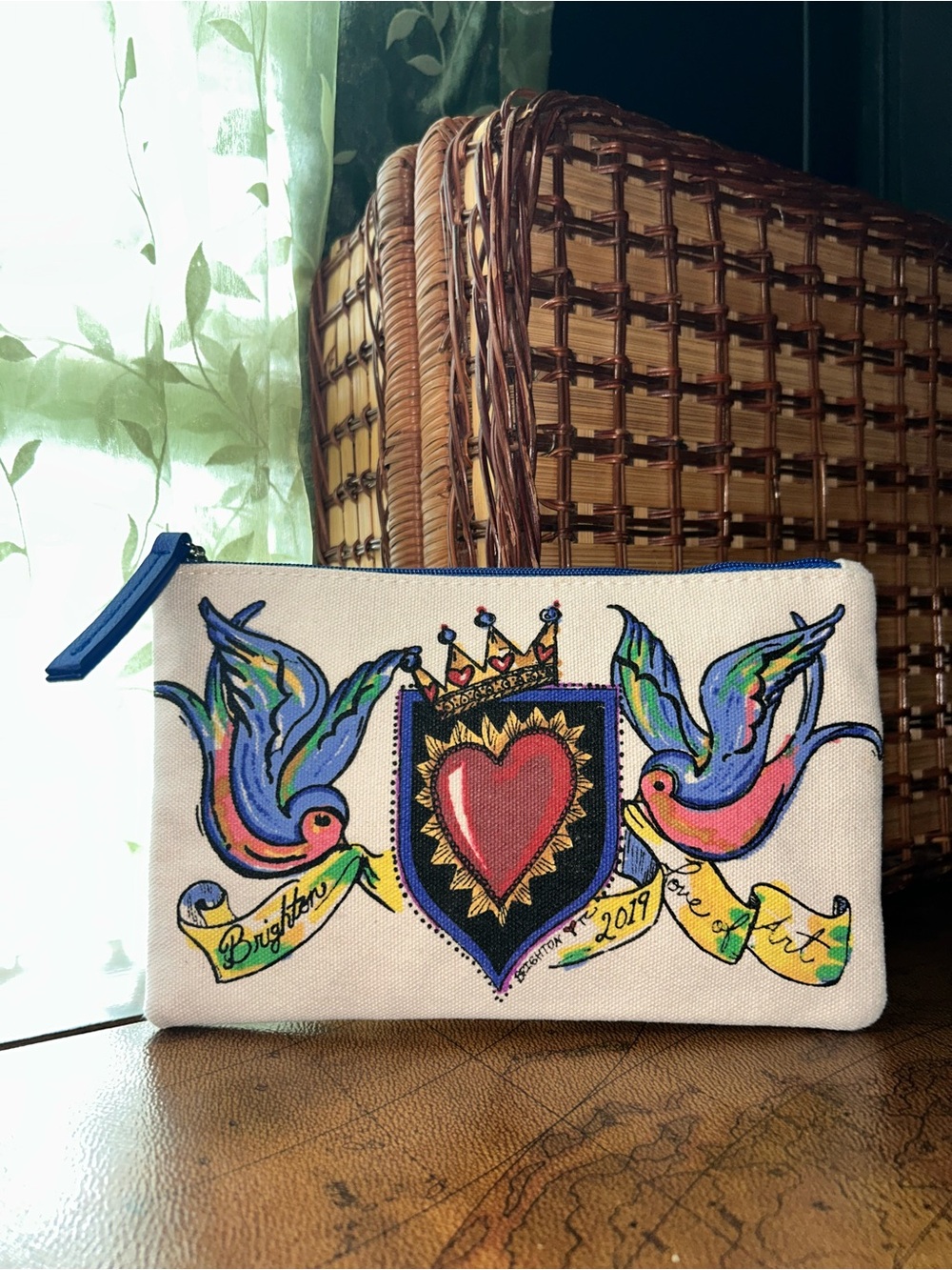 Brighton 2019 “Love of Art” Canvas Travel Zippered Pouch with DustBag